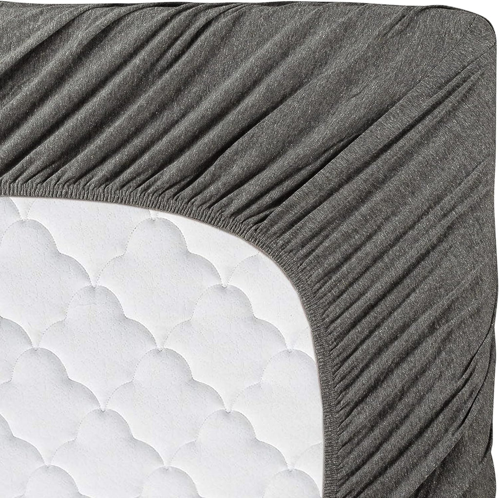Twin Extra Long 100% Cotton Jersey Sheet Set - Soft And Comfy - By Crescent Bedding Heather Grey Twin Xl