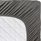 Twin Extra Long 100% Cotton Jersey Sheet Set - Soft And Comfy - By Crescent Bedding Heather Grey Twin Xl