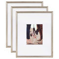 Kate and Laurel Adlynn Wall Picture Frame Set, 16'' x 20'' matted to 8'' x 10'', Warm Silver, Set of 3
