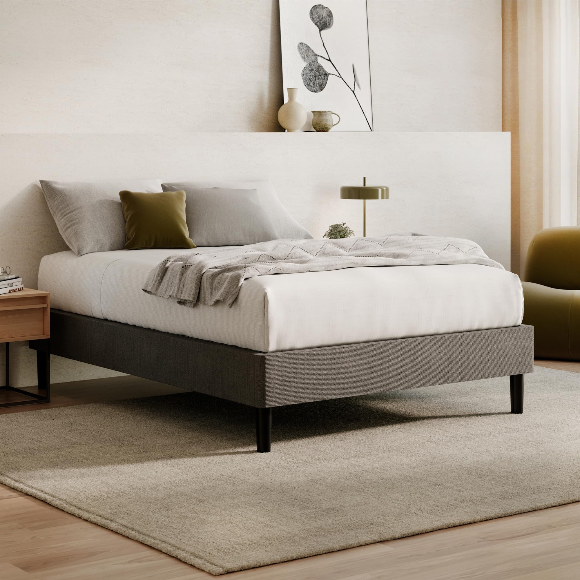 Nectar Bed Frame - Twin XL - Grey - 8 Inch Legs - Sturdy Wooden Slats for Support - Steel Frame - Contemporary and Durable Uphol