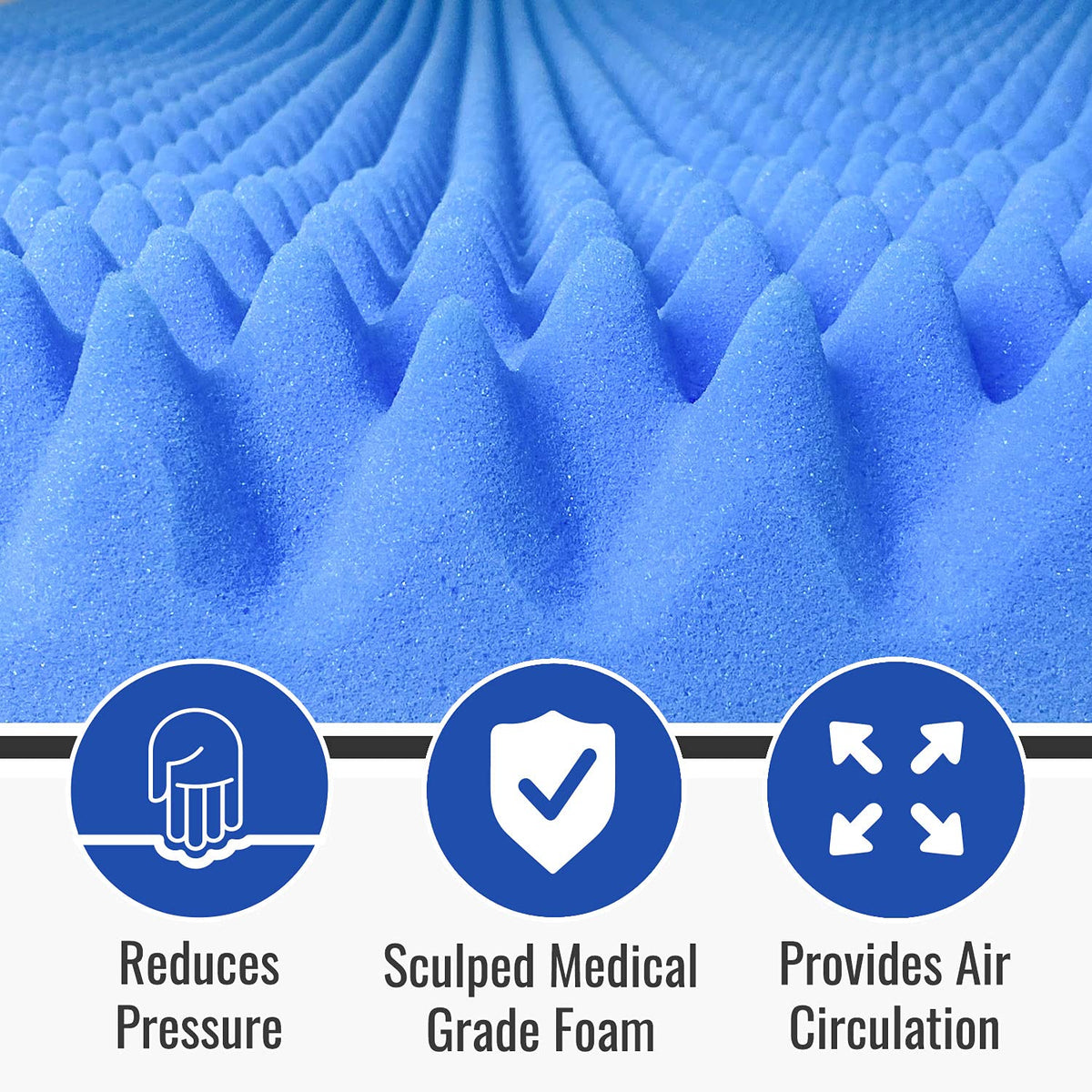 Dmi Foam Mattress Topper, Egg Crate Foam Pad, Mattress Pad And Bed Topper For Support, Air Circulation, Pressure Relief And Weight Distribution, Queen Size Mattress, 56 X 78 X 2 (Pack Of 10)