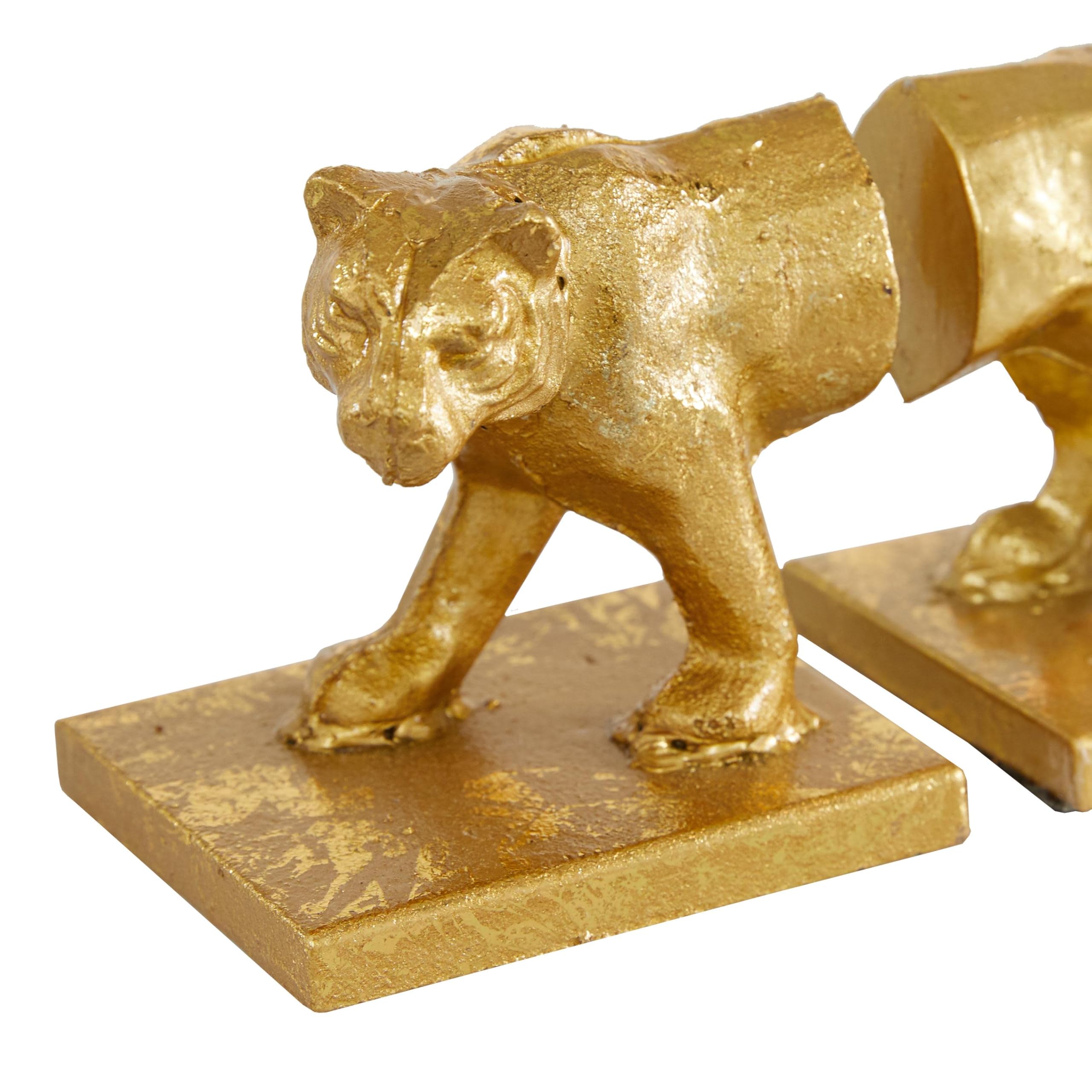 Deco 79 Glam Metal Bookends, 2 Pieces Small Size, Gold