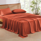 Andency Orange California King Sheet Sets, 100% Viscose Derived From Bamboo, Cooling Sheet Set, Deep Pocket Up To 16', Silky Soft Bed Sheets, Hotel Luxury Breathable Bedding Sheets & Pillowcases…