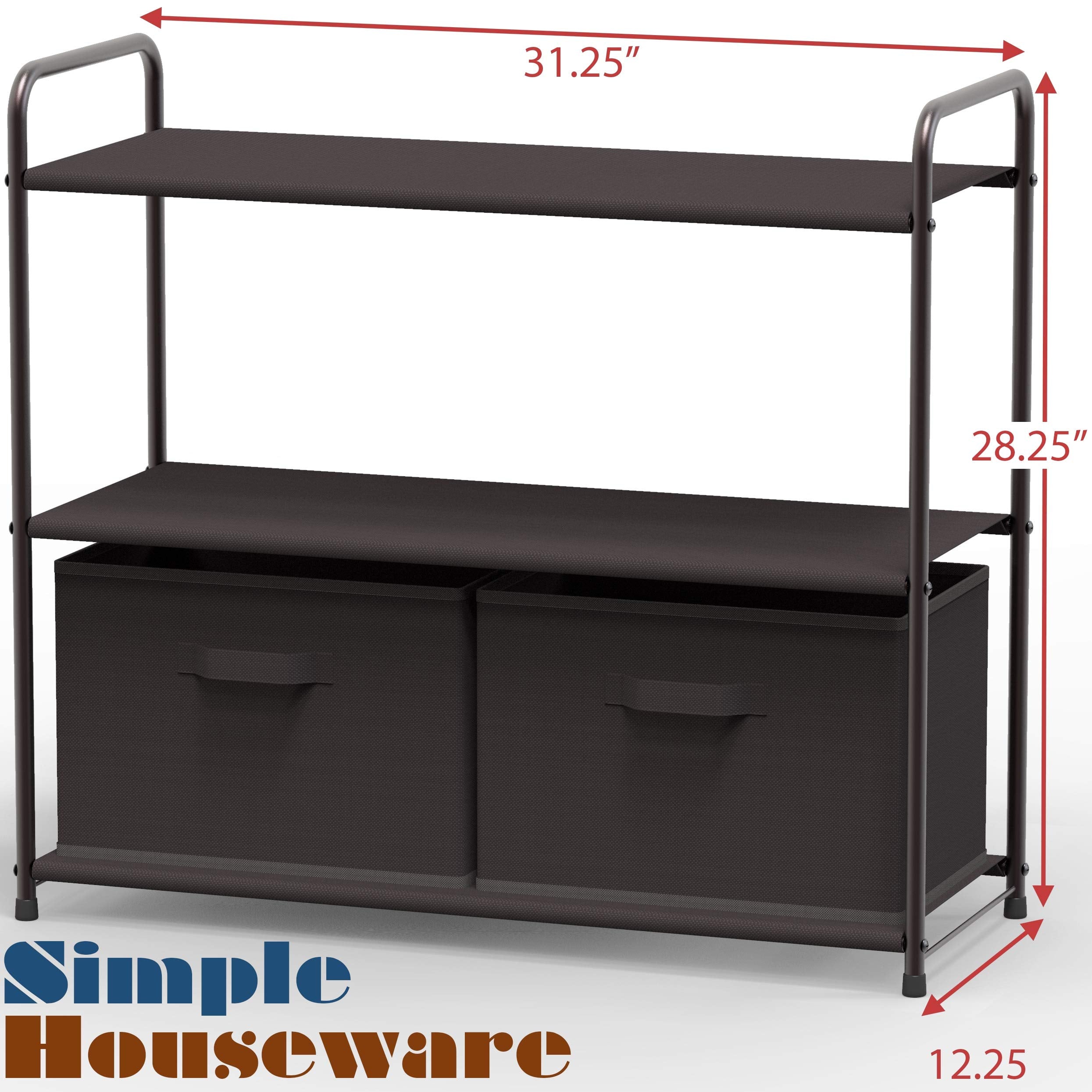 Simple Houseware 3-Tier Closet Storage With 2 Drawers, Brown