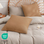Phf 100% Cotton Waffle Weave Throw Pillow Cover, 22' X 22', No Filling, 2 Pack Elegant Home Decorative Square Throw Pillow Covers For Bed Couch Sofa, Standstone