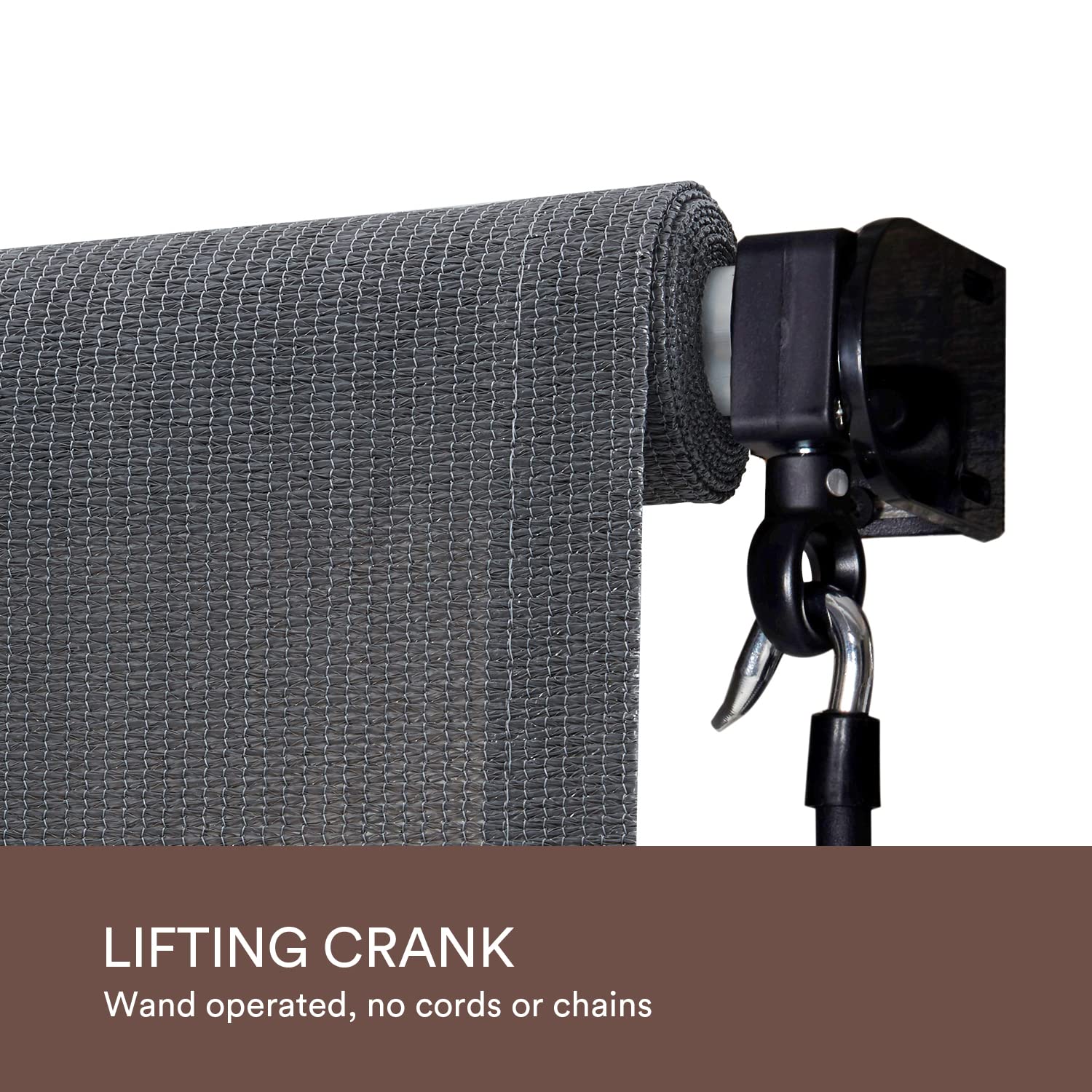 Vicllax Outdoor Roller Shade, Patio Cordless Blinds Roll Up Shade (7' W X 8' L), Grey