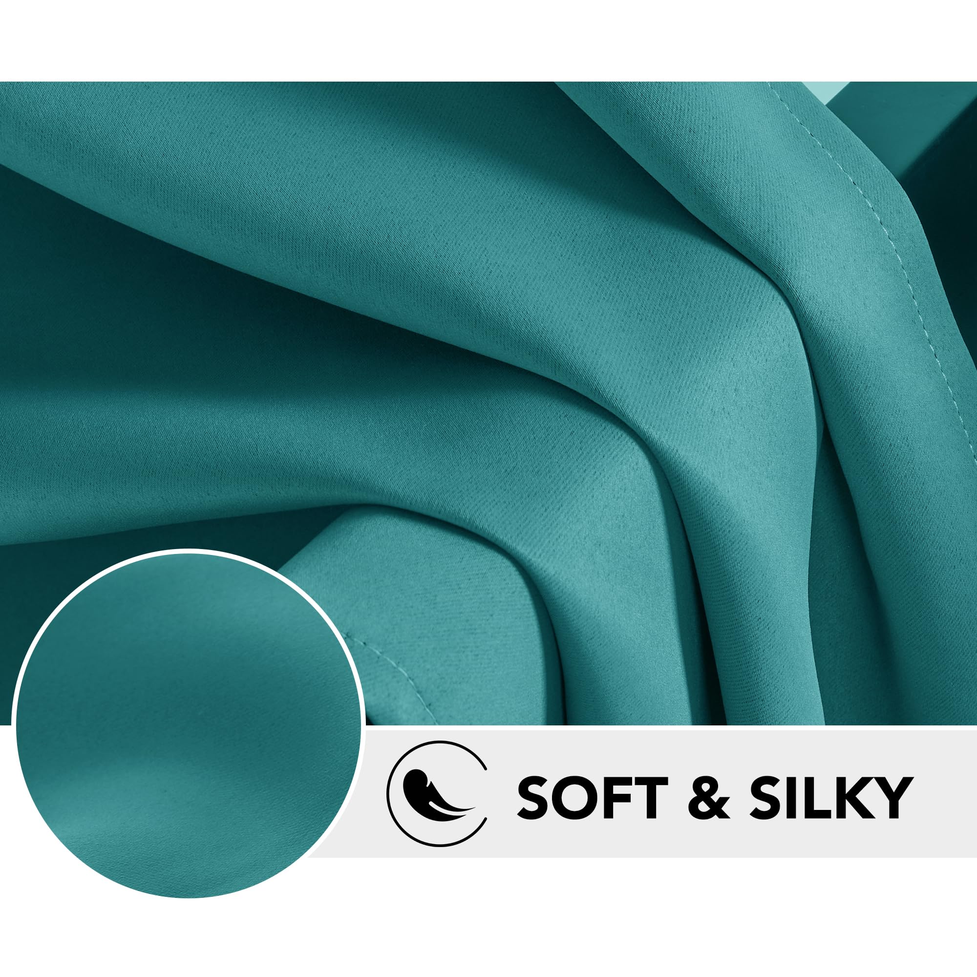 Deconovo Teal Curtains 63 Inch Length 2 Panels, Room Darkening Thermal Curtain Panels For Bedroom - 42W X 63L Inch, Teal, Set Of 2