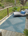 Unique Loom Outdoor Modern Collection Area Rug - Tambor (9' X 12' Rectangle, Light Aqua/ Ivory)