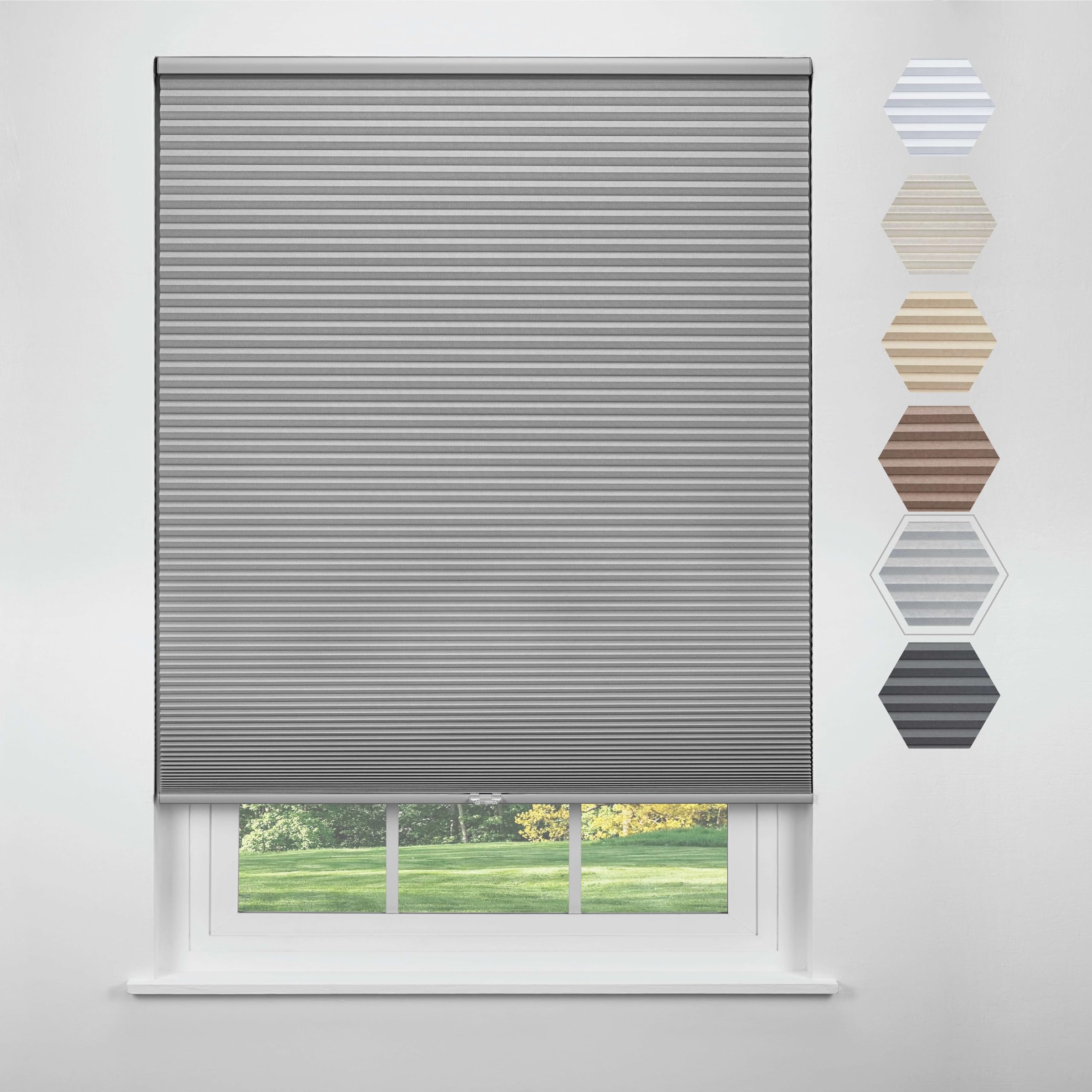 Linen Avenue Cordless Standard Blackout Cellular Shade 57 1/2 W x 48 H, Platinum (Arrives 1/4  Narrower)