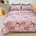 Gusuhome 7 Piece Girls Cat Comforter Set Full Size Bed In A Bag Pink Cute Cartoon Pet Cats Bedding Set For Kids Boys Teens (1 Co