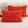 Futei Burnt Orange Striped Decorative Throw Pillow Covers 12X20 Inch Set Of 2,Rectangle Winter Decorations Couch Lumbar Pillowca