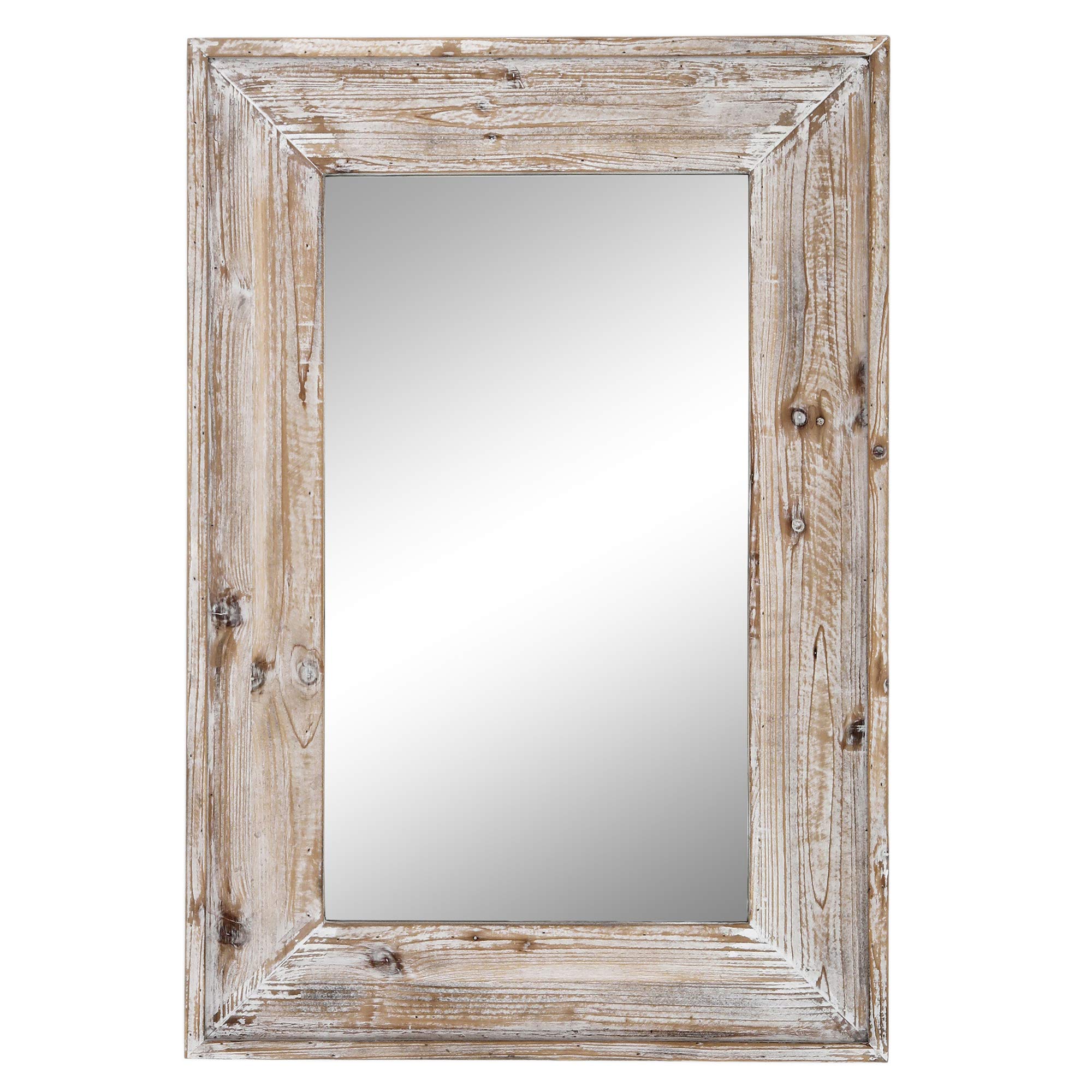 EMAISON 36 X 24 inch Wall Mount Wood Frame Bathroom Vanity Mirror Rustic Horizontal/Vertical Rectangle Mirror for Over Sink, Bed