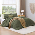 Wrensonge Olive Green King Size Comforter Set, 3 Piece Soft Microfiber King Comforter Set(1 Fluffy King Size Comforter With 2 Pi