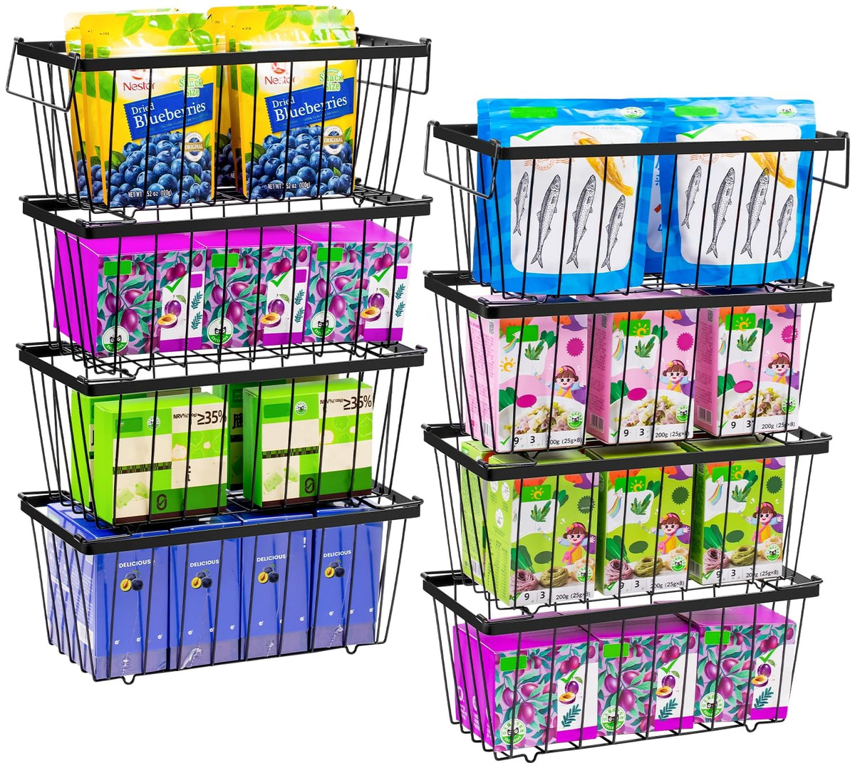 Wetheny Freezer Organizer Bins With Side Handle 8 Pack Stackable Chest Freezer Organizer, White