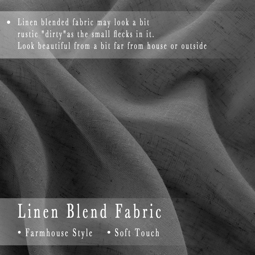 Dark Gray Curtains 24 Inch Length For Mini Kitchen Travel Half Window ,Small Short Rustic Light Filtering Linen Blend Grey Semi