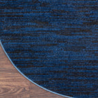 Nourison Essentials Indoor/Outdoor Midnight Blue 8' X Round Area -Rug, Easy -Cleaning, Non Shedding, Bed Room, Living Room, Dining Room, Backyard, Deck, Patio (8 Round)