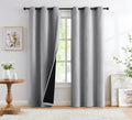 Grey Full Blackout Window Curtain Panels 63 inches Long Burlap Linen Textured, Short Thermal Insulated Burlap Linen Bedroom Drap