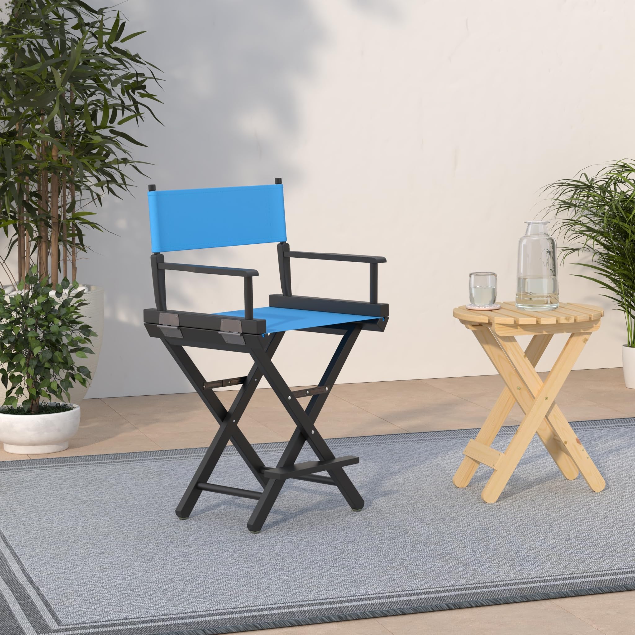 Casual Home 220-02/021-27 Director Chair 24" - Counter Height Blackframe/Turquoise Canvas