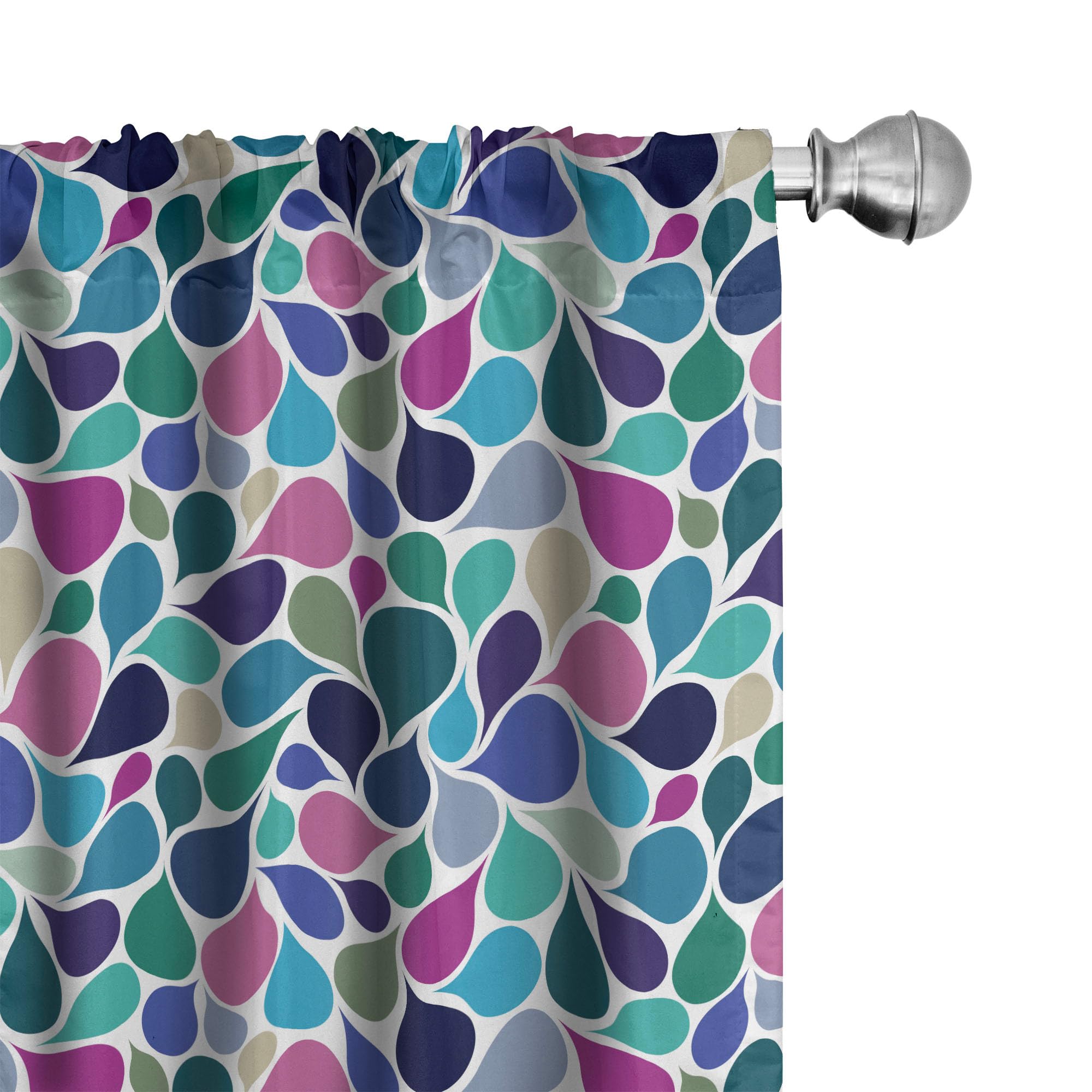 Ambesonne Abstract Window Curtains Pack of 2, Digital Raindrops Leafage Creative Contemporary Style Print, Lightweight Set with 