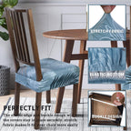 Searchi Stretch Dining Chair Seat Covers Set Of 4, Soft Removable Washable Seat Covers For Dining Chairs, Dining Room Seat Cover Slipcover Protector (Rear-Covered, Blue Foliage)