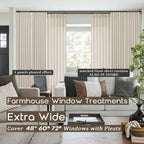Shineland Beige Blackout Curtains 96 Inches Long For Farmhouse Living Room,Light Blocking Linen Pinch Pleated Shabby Chic Curtains For Bedroom Farm House 2 Panels Set