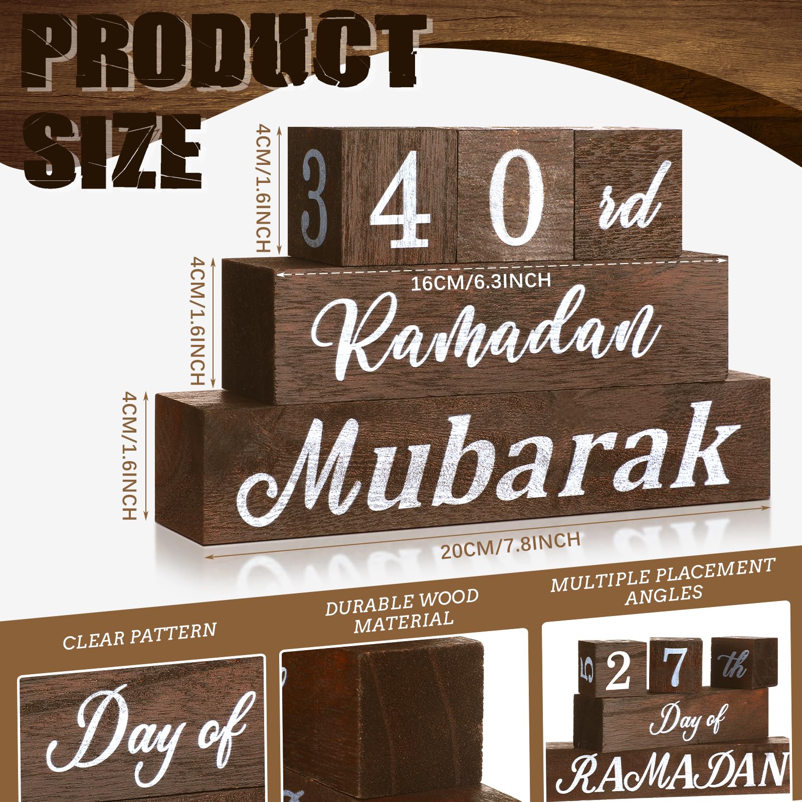Glikceil 5 Pcs Ramadan Calendar Block Set Ramadan Advent Countdown Eid Calendar Countdown Blocks Ramadan Wood Sign For Ramadan D
