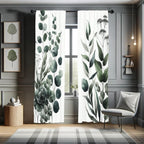 Ambesonne Dark Green Window Curtains Pack Of 2, Minimal Modern Botanical Composition With Succulents Eucalyptus Branches, Lightw