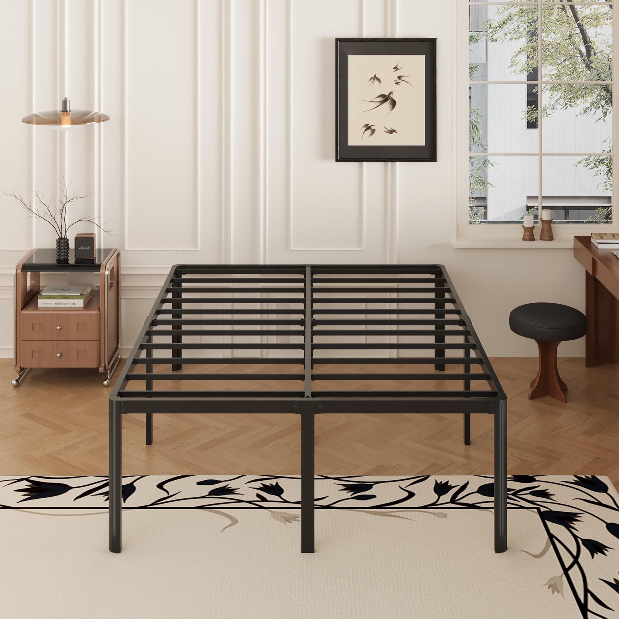 Yicensen 20 Inch Full Bed Frame Heavy Duty Full Size Platform Bed Frame With Rounded Corner Legs No Box Spring Needed, Easy Asse
