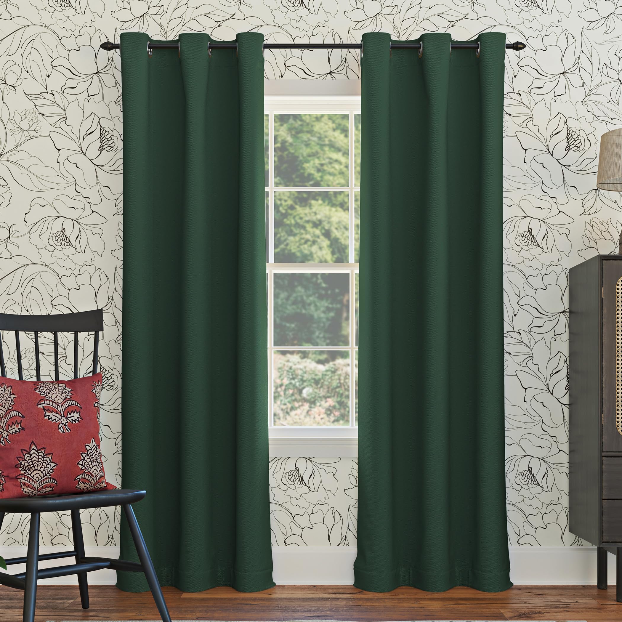 Sun Zero Easton Energy Saving Blackout Grommet Curtain Panel, Evergreen, 40 W x 63 L (1 Panel)