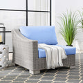 Modway Conway Outdoor Patio Wicker Rattan, Left-Arm Chair, Light Gray Light Blue
