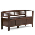 SIMPLIHOME Adams Entryway Storage Bench - 48 inch Wide Solid Wood Hallway Seat in Rustic Medium Brown, Contemporary Bench for En