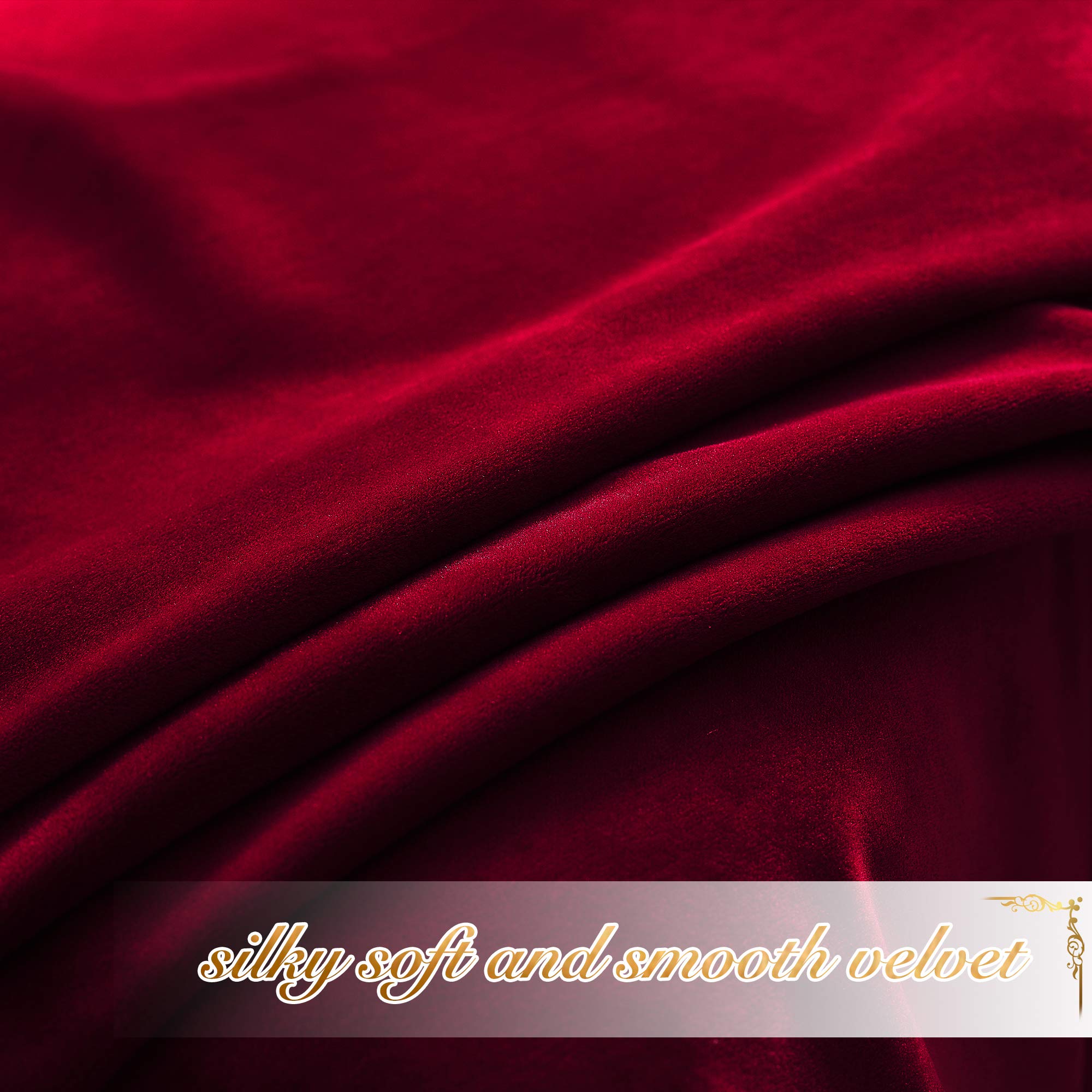 Nicetown Christmas Red Velvet Curtains And Drapes, Extra Long Elegant Wall Backdrop Drapes For Holiday Season Home Decoration (Set Of 2, Rod Pocket Design, 144 Inches Long)