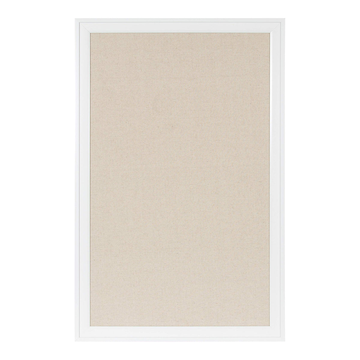 DesignOvation Bosc Framed Natural Linen Fabric Pinboard, 27.5x43.5, White