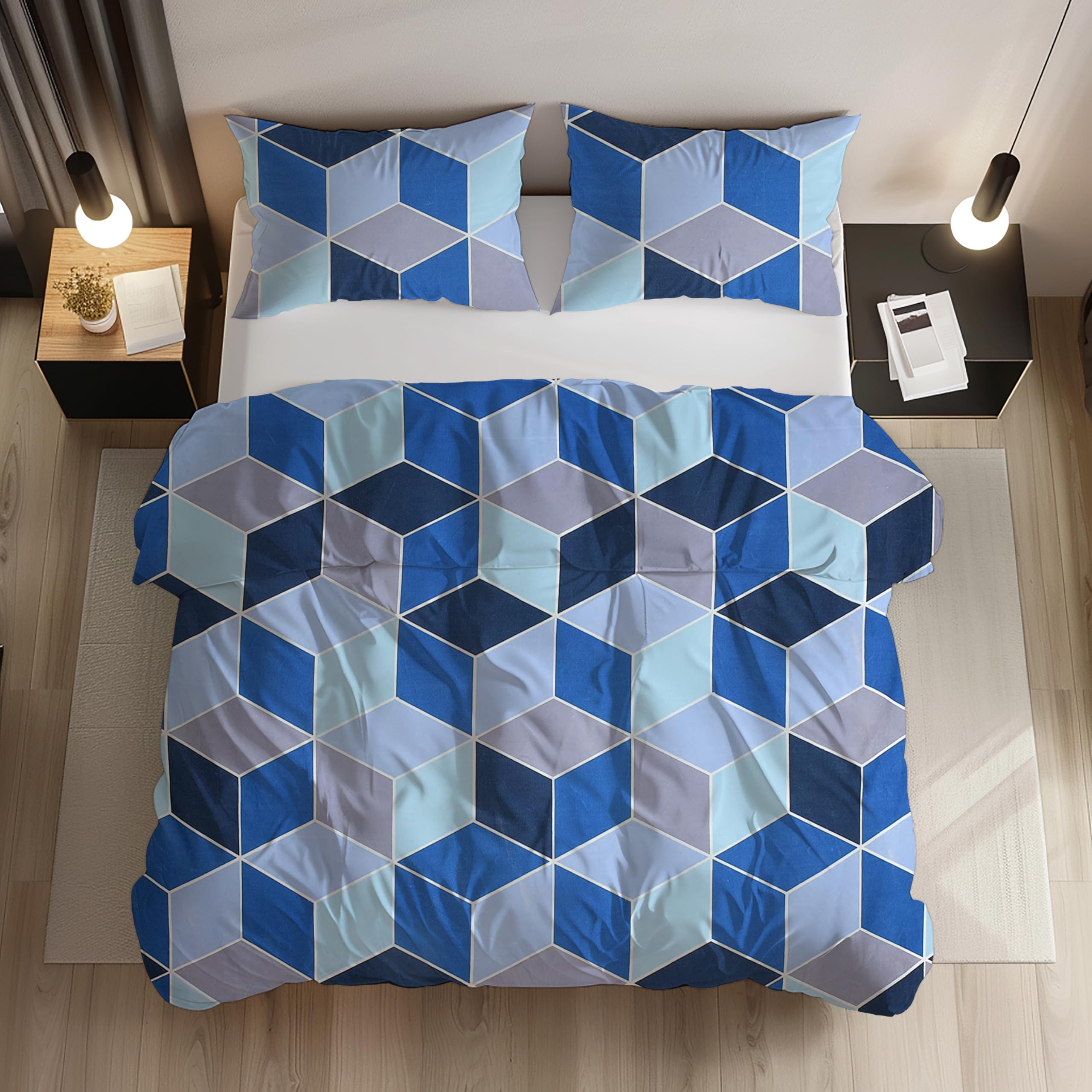 Loomlyfe All Season 220 Gsm King Size Double Bed Ac Comforter/Blanket/Duvet For All Seasons/Weathers  Pack Of 1  Bluerectangle
