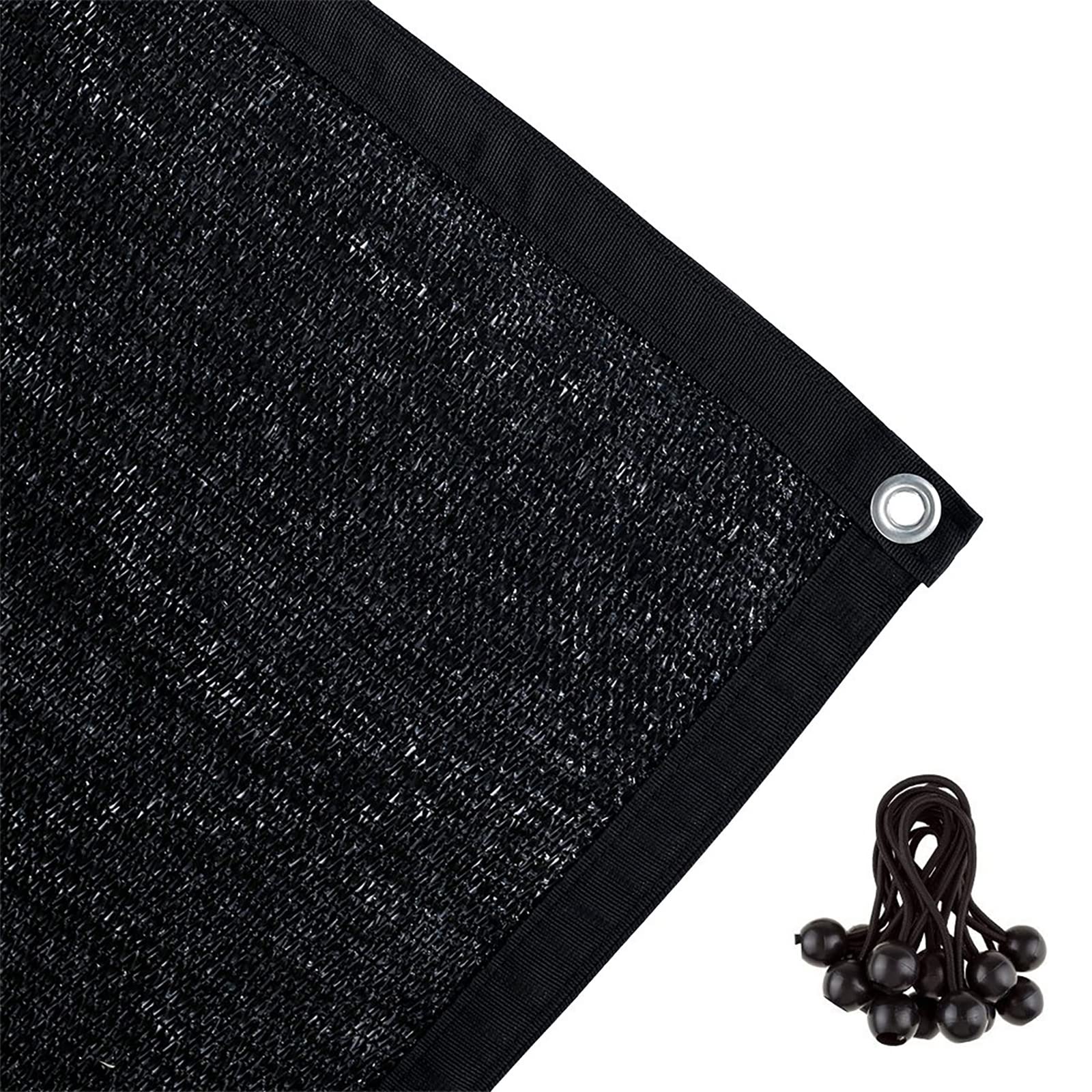 Shatex 90% Shade Fabric 12' X 12' Sun Shade Cloth With Grommets For Pergola Cover Canopy, Black, 12 Bungee Balls