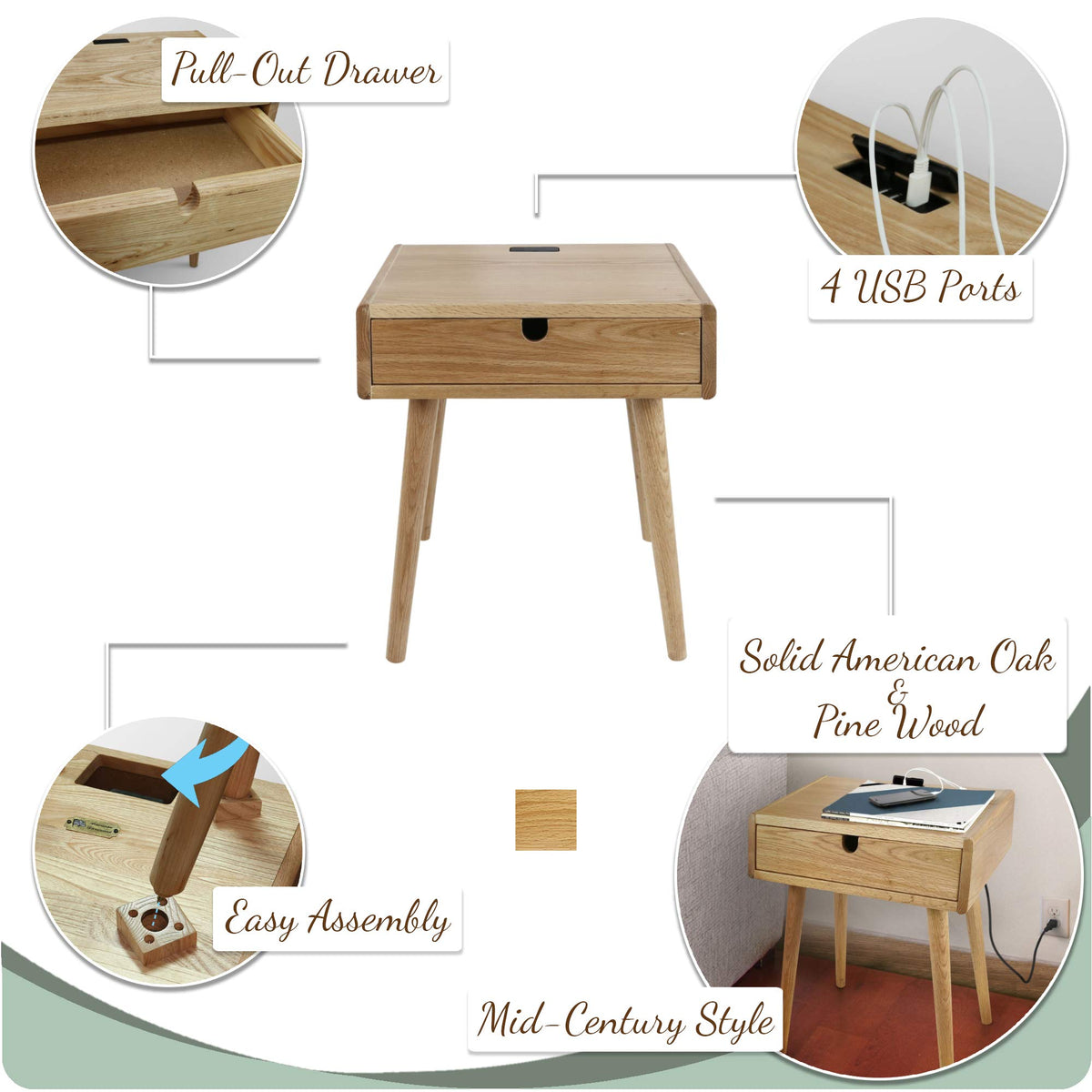American Trails Freedom Nightstand End Table, Natural Oak