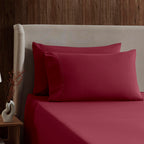 Nestl Full Size Sheet Sets - 4 Piece Full Size Sheets, Deep Pocket, Hotel Luxury, Extra Soft, Breathable And Cooling, Burgundy Red Bed Sheets For Full Size Mattress