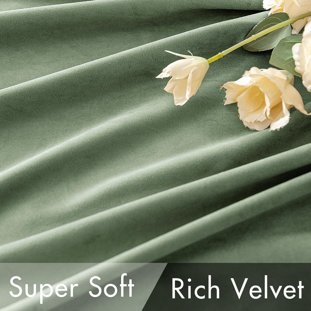 Miulee Velvet Curtains 108 Inches - Luxury Blackout Curtains For Bedroom Living Room Thermal Insulated Super Soft Window Drapes Rod Pocket & Back Tab, Sage Green, W52 X L108 Inches, 2 Panels