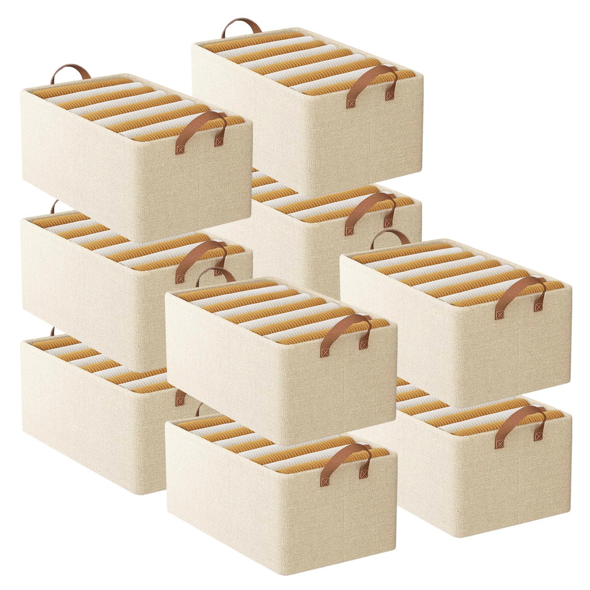 SITTELLA Pack of 10 Foldable Wardrobe Organiser for Clothes, Fabric Storage Bins Organisers, Dress Storage Box, Dress Organiser,