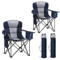LETS CAMP Folding Camping Chair Oversized Heavy Duty Padded Outdoor Chair with Cup Holder Storage and Cooler Bag, 450 LBS Weigh