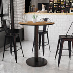 Flash Furniture Stiles 36'' Round Walnut Laminate Table Top With 24'' Round Bar Height Table Base