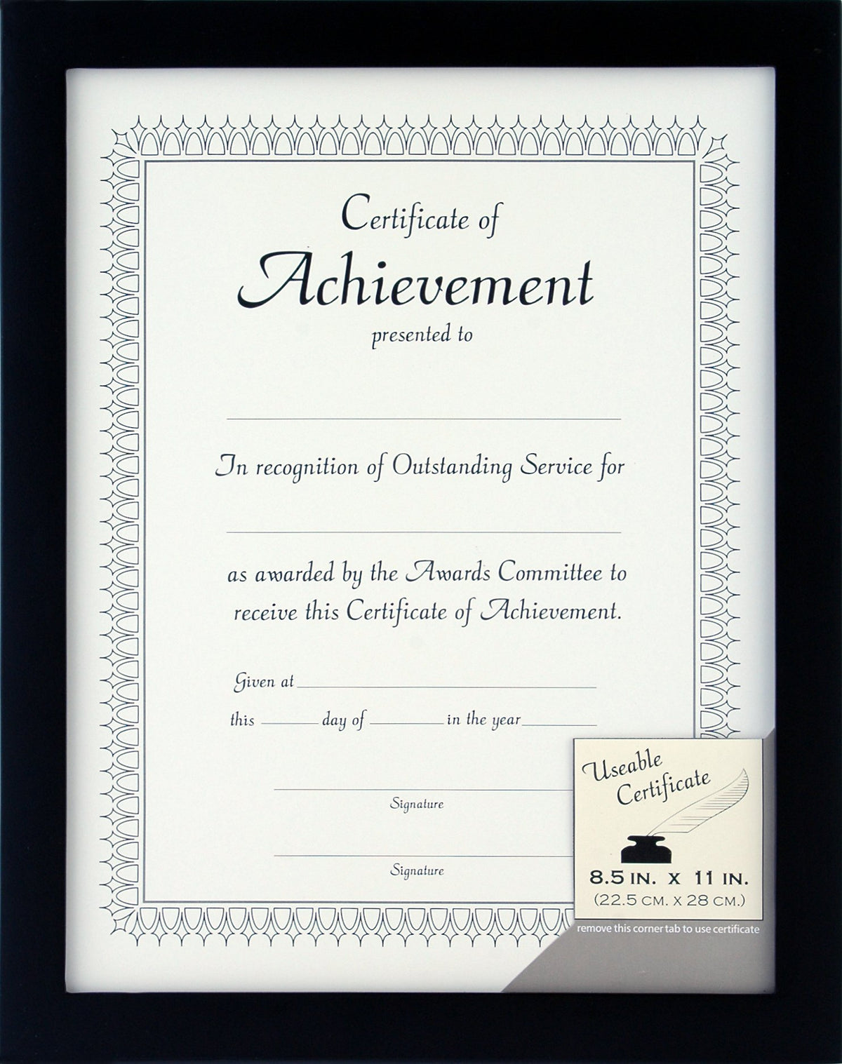 GALLERY SOLUTIONS 8.5x11 Flat Black Wall or Tabletop Document Frame