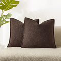 Juspurbet Brown Boucle Broadside Throw Pillow Covers 18X18 Inch Set Of 2 For Couch Bedroom Sofa Living Room Decorative Soft Text