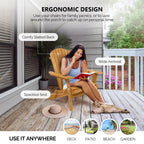Vingli Folding Adirondack Chairs Wood Lawn Chair Wooden Lounger 350 Lbs Support Fire Pit Seating Natural Finished Weather Resistant Indoor Outdoor Furniture