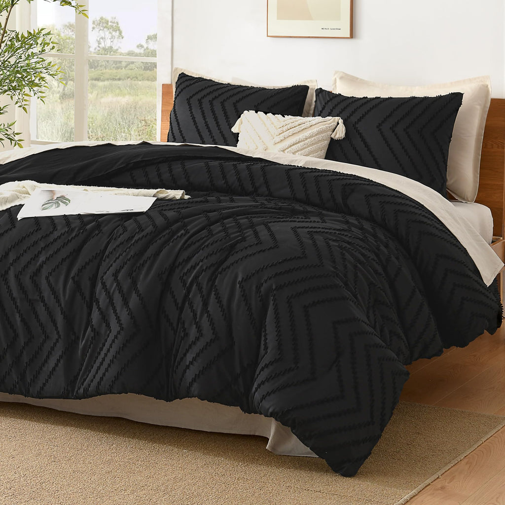 Litanika Black Full Comforter Sets, Lightweight Fluffy Bedding Comforter Sets For Bed, 3 Pieces Down Alternative Comforter Bed S