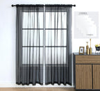 Pi Sheer Curtain 108 Inches Long 4 Panels,Light Window Drapery Soft Airy Voile With Rod Pocket For Living Room/Bedroom/Patio Door/Sliding Glass Door(W42Xl108,Black)