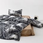 Karever Black Leaves Comforter Queen Black And White Palm Leaf Printed Comforter Sets Modern Boho Black Tropical Botanical Leave