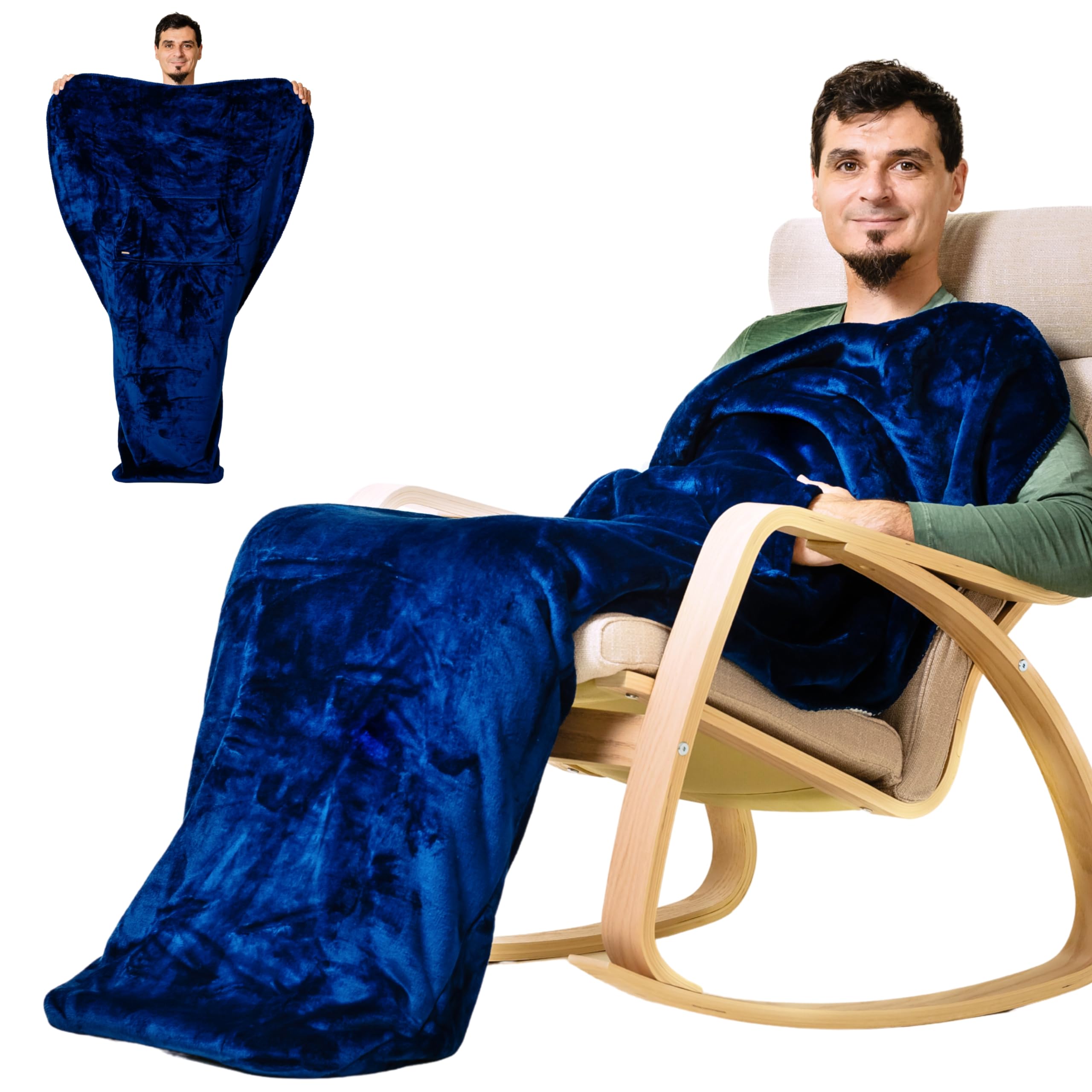 Ezrallora Lightweight Foot Pocket Blanket - Plush Fleece Tv Throw Blanket - Birthday Gifts For Men Who Want Nothing - Gifts For