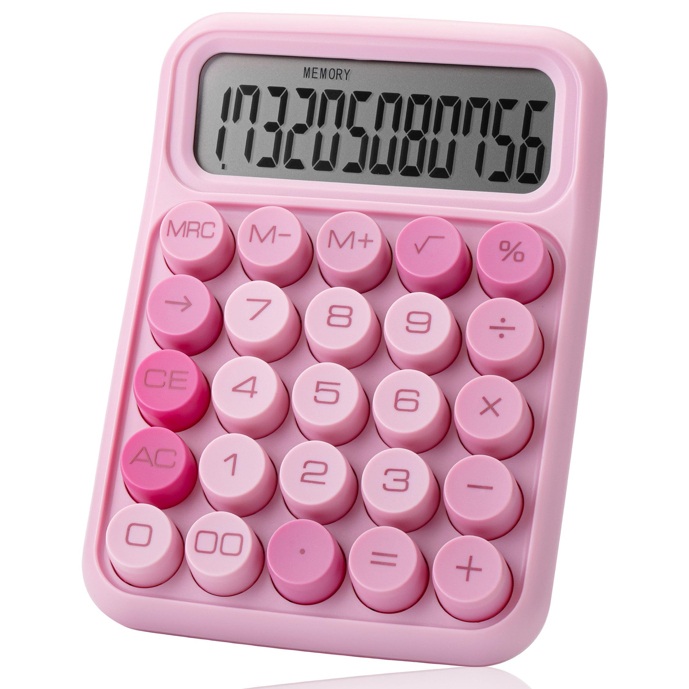 Mr. Pen- Mechanical Switch Calculator, 12 Digits, Large Lcd Display, Pink Calculator Big Buttons, Mechanical Calculator, Calcula