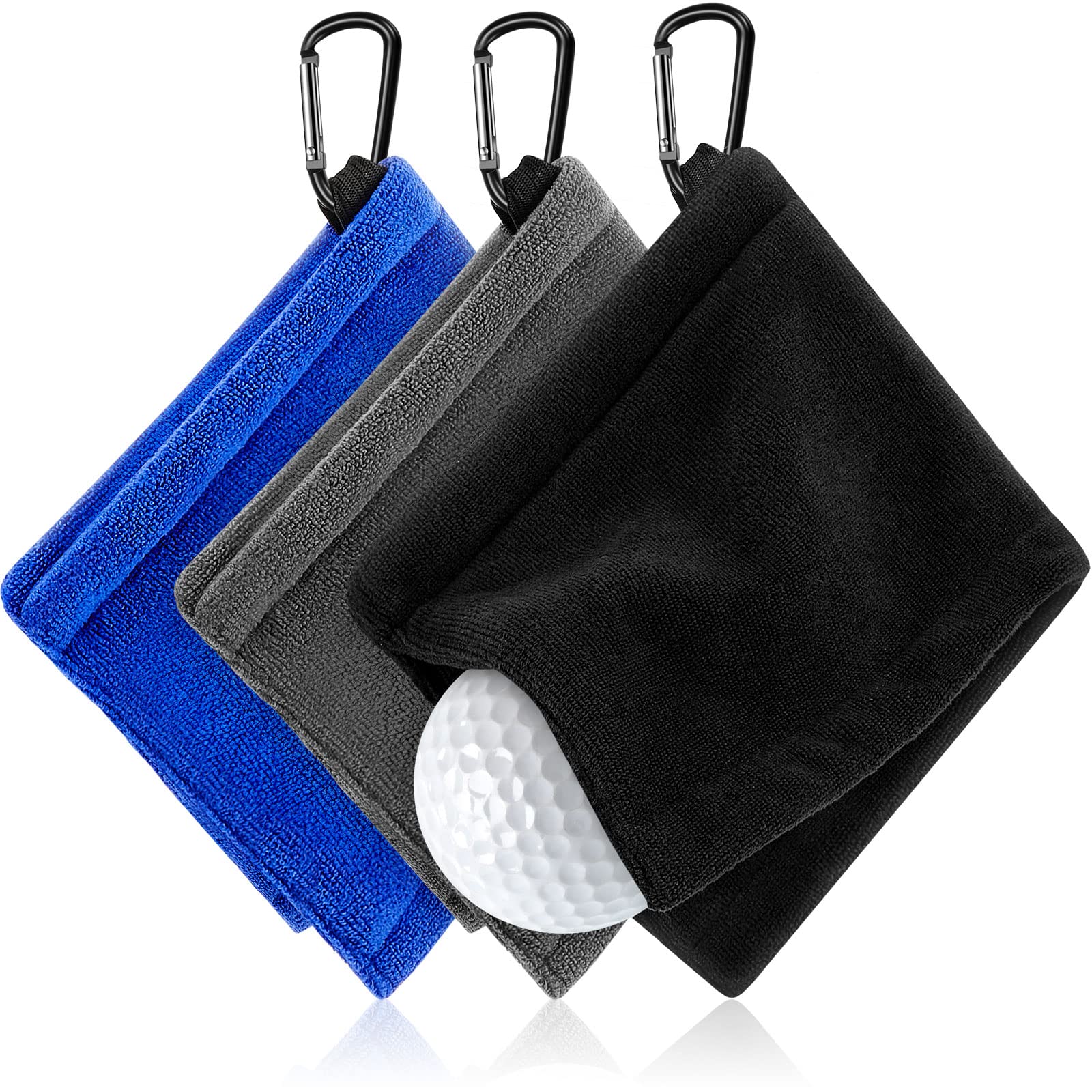 Flutesan Golf Ball Towel 5.5 x 5.5 Inch, Small Golf Pocket Towel with Clip Portable Golf Cleaner Accessories for Men Women(Black